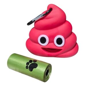 Red Poop Bag Holder with Bags